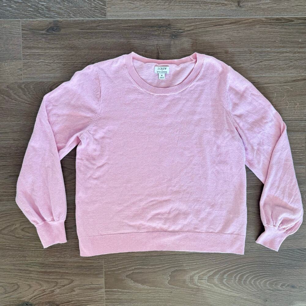 JCrew Cotton Cashmere Crewneck Sweater Pink Lightweight Spring Pastel Medium